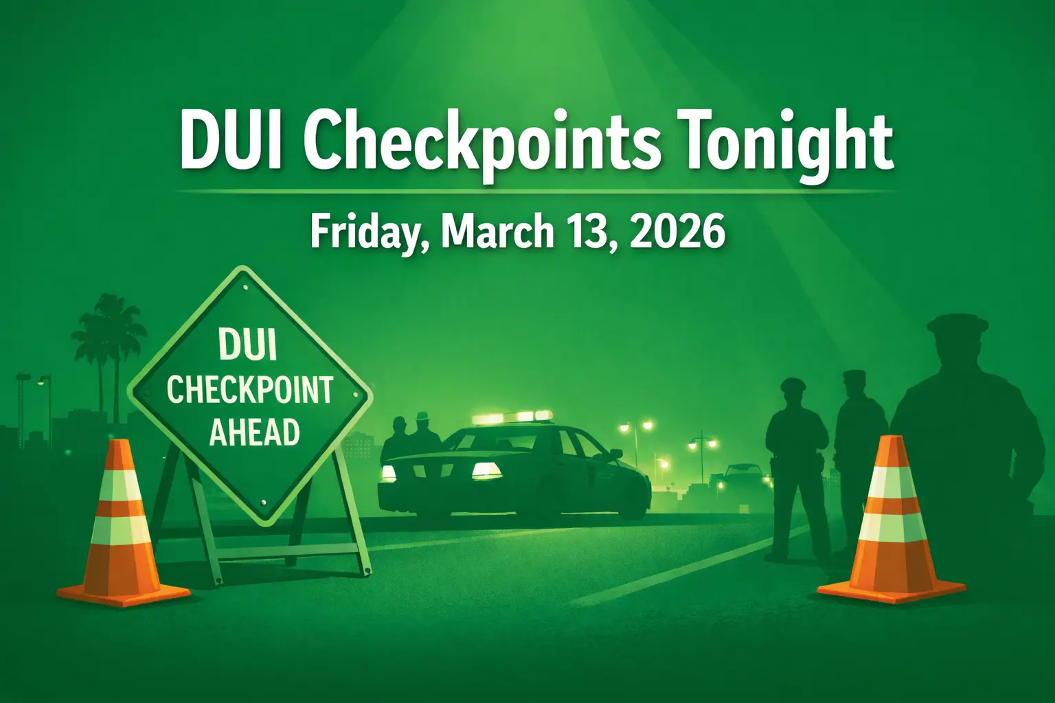 DUI checkpoint announcement for March 2026