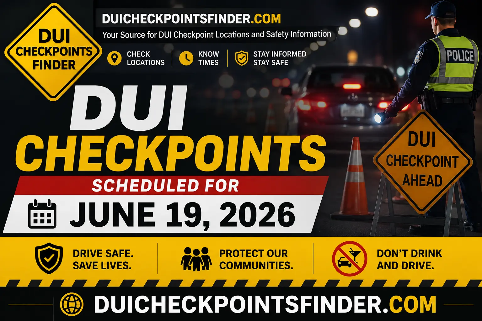 DUI checkpoints finder advertisement