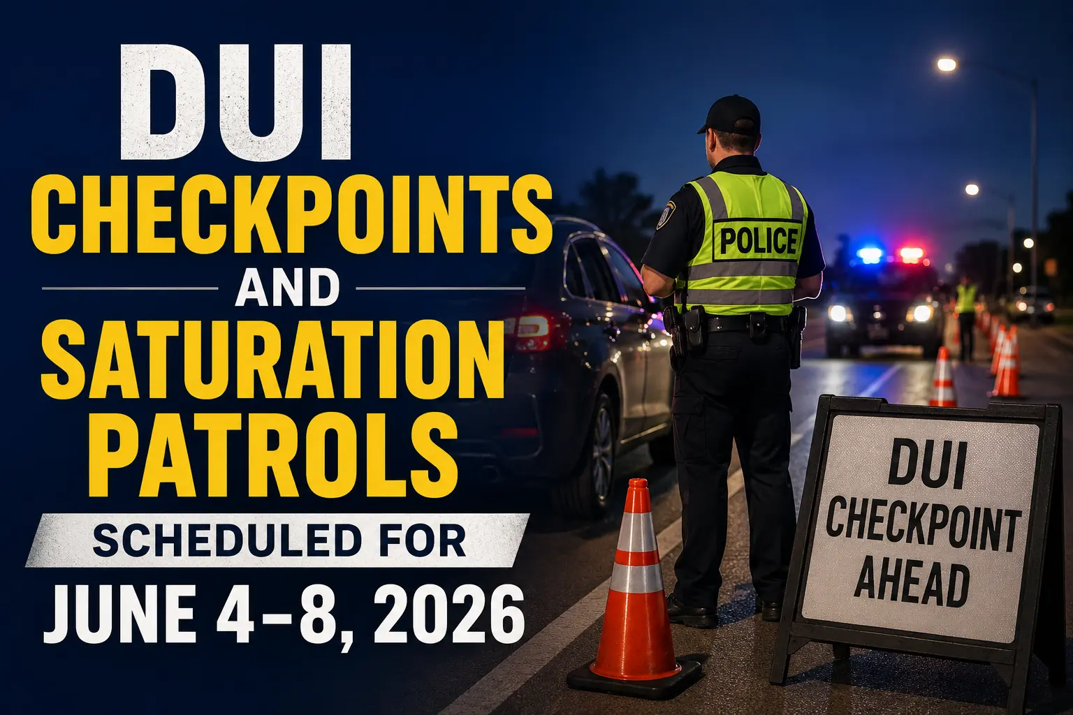 DUI checkpoints scheduled for June 2026