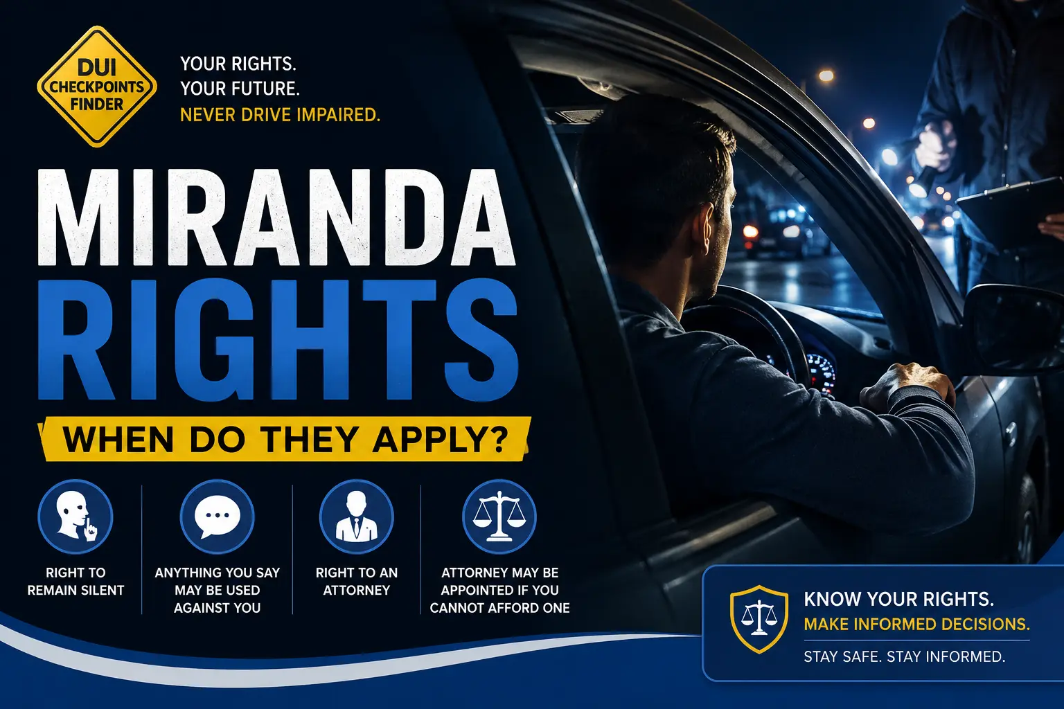 Miranda Rights explained during a nighttime DUI checkpoint encounter