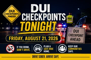DUI checkpoints tonight in Tennessee and Ohio on August 21, 2026