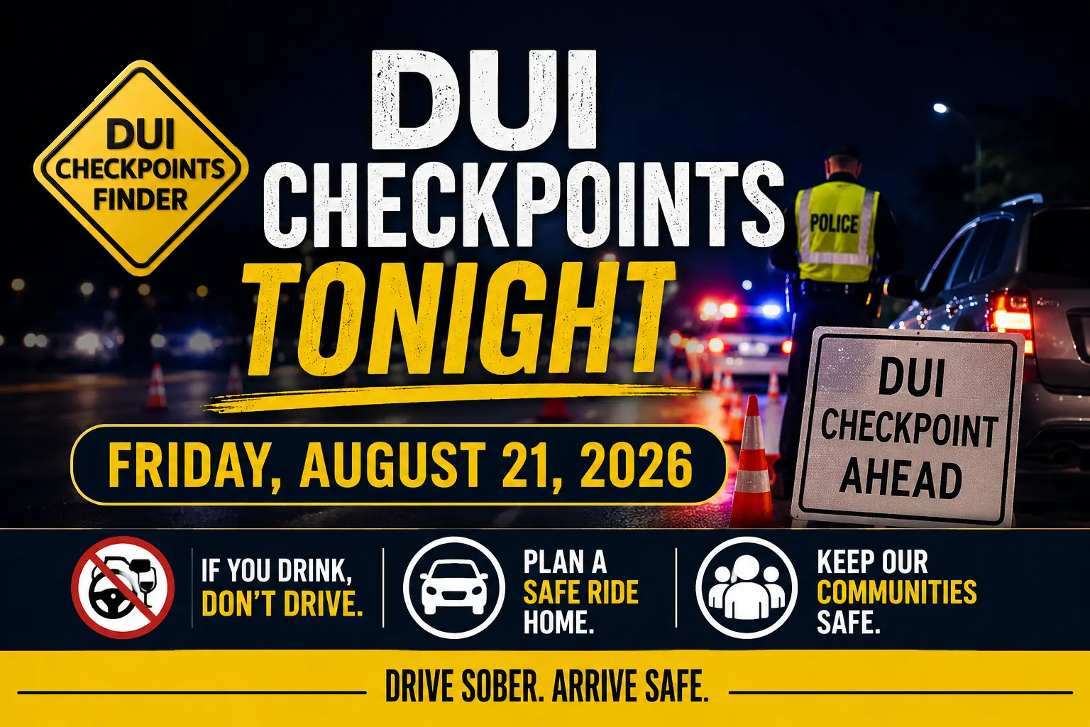 DUI checkpoints tonight in Tennessee and Ohio on August 21, 2026